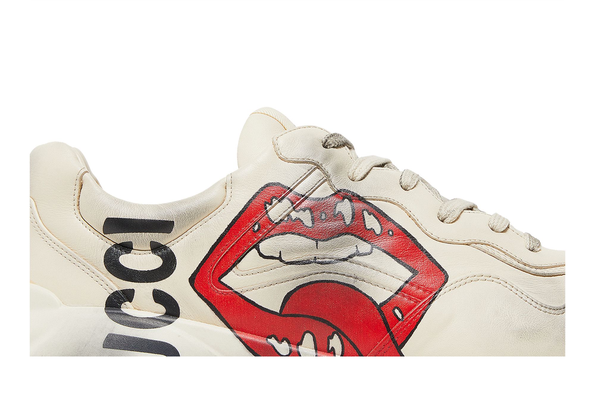 Lookbook GUCCI古馳 Rhyton 唇印圖案 復古款 休閒 低筒 父親鞋 男款 象牙白