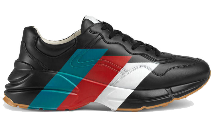 Order GUCCI古馳 Rhyton 皮革 織帶印花 低筒 爸爸鞋 黑色