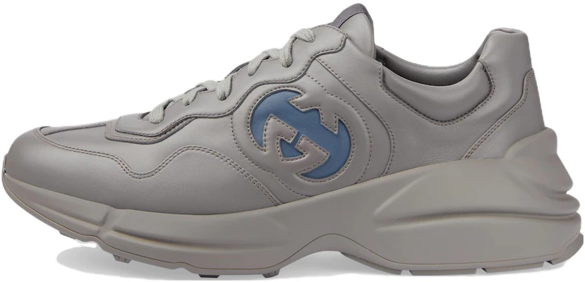 GUCCI古馳 Rhyton 皮革 圓頭繫帶 低幫 生活休閒鞋 6cm 男款 灰色 Buy GUCCI古馳 Rhyton 皮革 圓頭繫帶 低幫 生活休閒鞋 6cm 男款 灰色