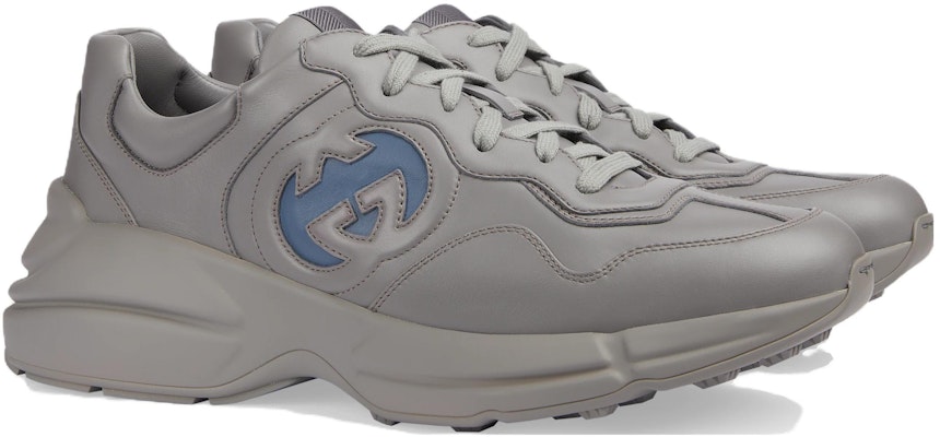 GUCCI古馳 Rhyton 皮革 圓頭繫帶 低幫 生活休閒鞋 6cm 男款 灰色 Order GUCCI古馳 Rhyton 皮革 圓頭繫帶 低幫 生活休閒鞋 6cm 男款 灰色