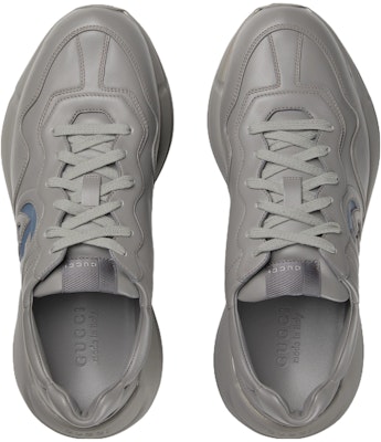 GUCCI古馳 Rhyton 皮革 圓頭繫帶 低幫 生活休閒鞋 6cm 男款 灰色 Lookbook GUCCI古馳 Rhyton 皮革 圓頭繫帶 低幫 生活休閒鞋 6cm 男款 灰色