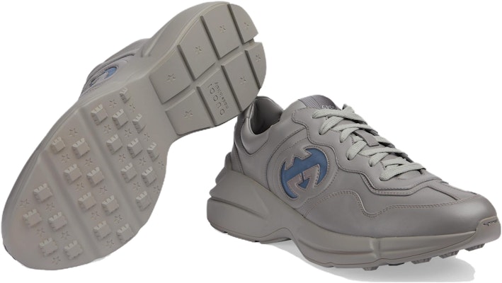 GUCCI古馳 Rhyton 皮革 圓頭繫帶 低幫 生活休閒鞋 6cm 男款 灰色 Purchase GUCCI古馳 Rhyton 皮革 圓頭繫帶 低幫 生活休閒鞋 6cm 男款 灰色