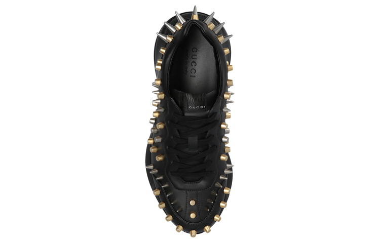 Gucci Rhyton Studded Low Top Sneakers 'Black Gold' 圖 4