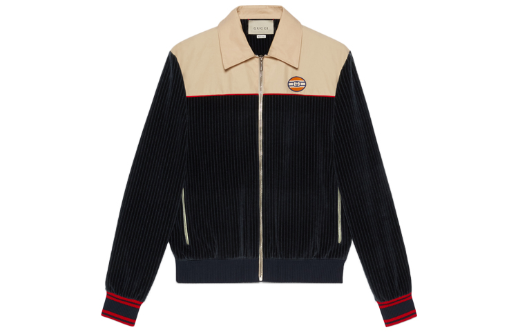 Gucci Ribbed Cotton Velvet Zip Jacket Blue拼色 645247-XJC6C-4447