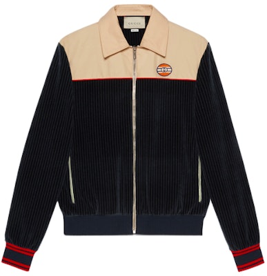 Gucci Jaket Zip Biru Kapas Berbaldu Ribbed拼色 645247-XJC6C-4447 Buy Gucci Jaket Zip Biru Kapas Berbaldu Ribbed拼色 645247-XJC6C-4447