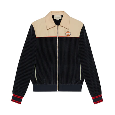 Gucci Ribbed Cotton Velvet Zip Jacket Blue拼色 645247-XJC6C-4447
