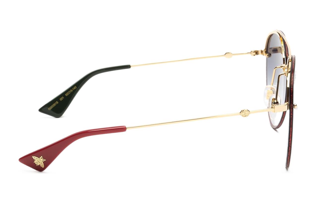 Shop GUCCI 圓形金屬框金色合金時尚設計太陽眼鏡 男女通用 GG0351S001