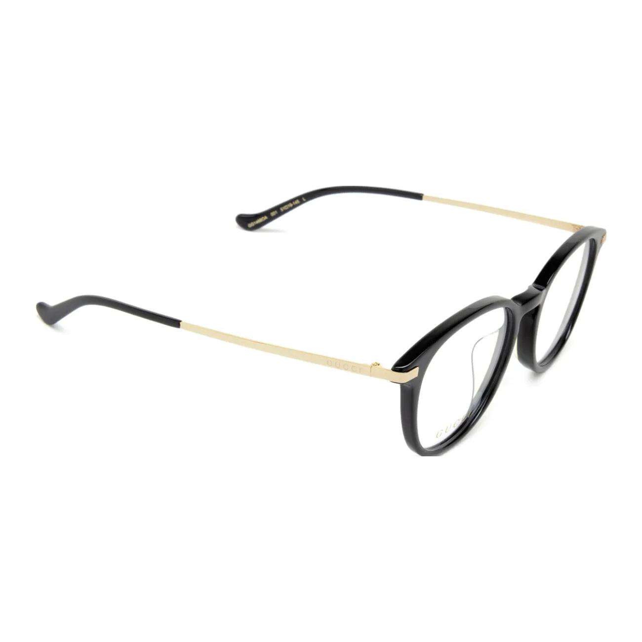 GUCCI Round Optical Glasses Black Plastic Frame with Engraved Temples Men GG1466OA001