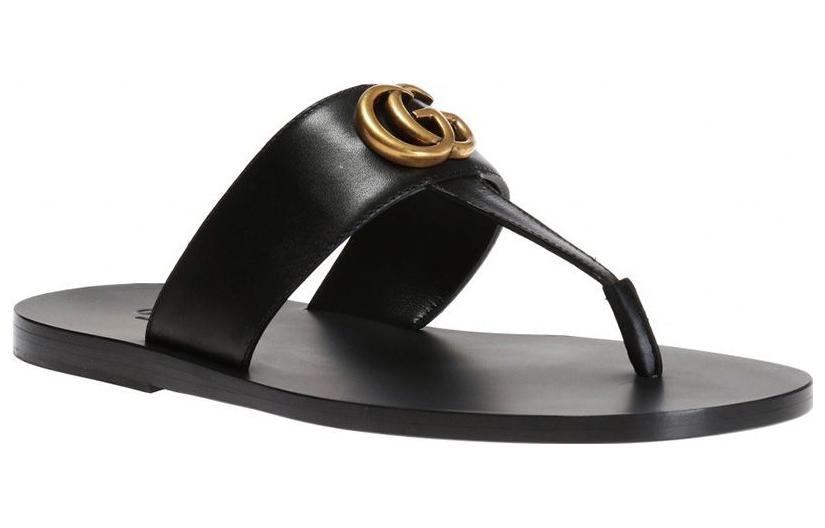 Shop Gucci GGラバースライド (ブラック) 498698-A4HD0-1000