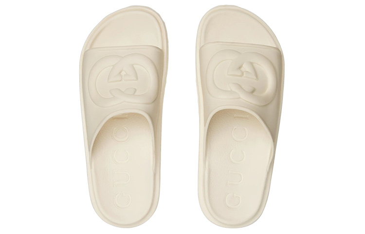 Shop Gucci Getah GG Selipar 'Putih' 692380-JF000-9110