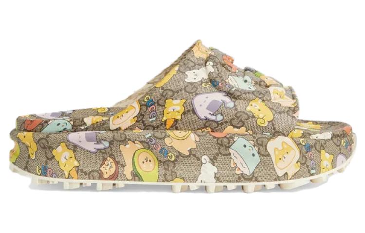 Order Gucci Sandal Pria Motif Hewan Beige Multi 737518-JAAC6-8528