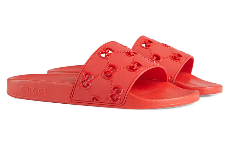 Shop Gucci 红色橡胶拖鞋 575957-JDR00-6448