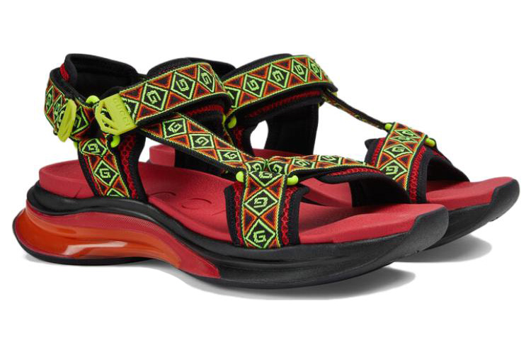 Lookbook Gucci RUN 'Sandal Velcro Hujung-Terbuka Merah' 746299-FAB0J-1341