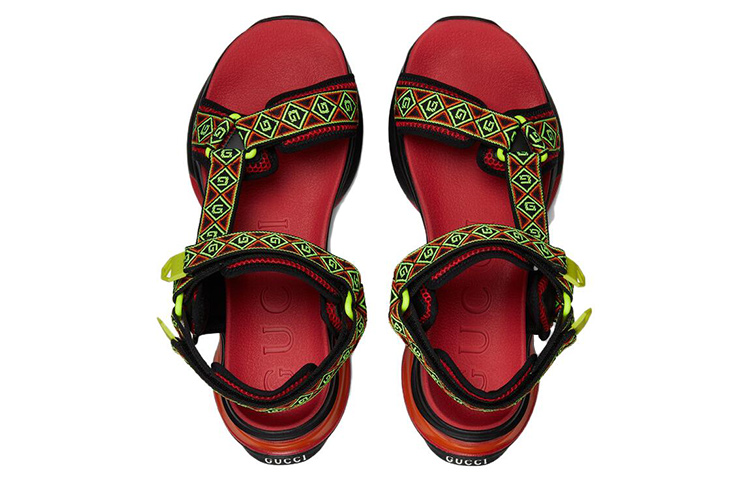 Shop Gucci RUN 'Sandal Velcro Hujung-Terbuka Merah' 746299-FAB0J-1341