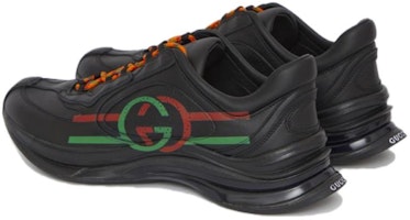 GUCCI古馳 Run 皮革 系帶圓頭舒適時尚 低幫 運動休閒鞋 黑色 Purchase GUCCI古馳 Run 皮革 系帶圓頭舒適時尚 低幫 運動休閒鞋 黑色