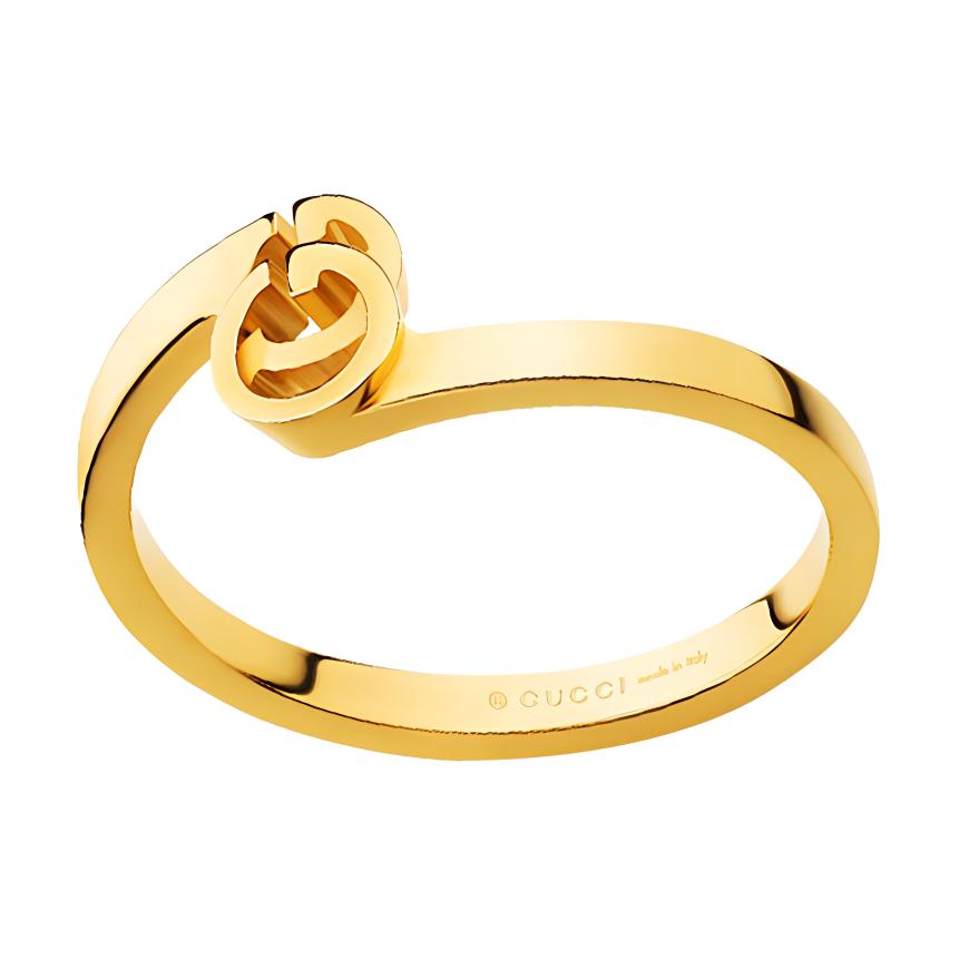 GUCCI Running Series 18k Gold Ring Unisex Couple Design - Gold. 457122-J8500-8000
