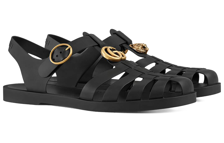 Lookbook GUCCI 古馳 橡膠扣帶涼鞋 黑色