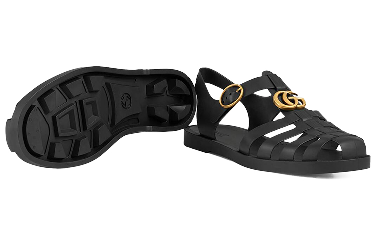 Details for GUCCI 古馳 橡膠扣帶涼鞋 黑色