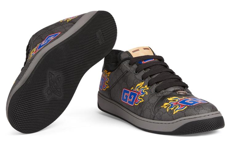 Lookbook GUCCI古馳 台灣新年Screencer GG 圓頭系帶 低筒 慢跑鞋 男款 黑色