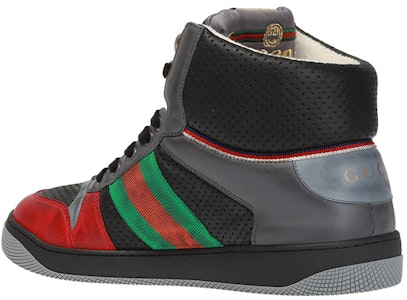 GUCCI古馳 Screener GG琺瑯 高筒運動 時尚板鞋 男款 灰紅 Lookbook GUCCI古馳 Screener GG琺瑯 高筒運動 時尚板鞋 男款 灰紅