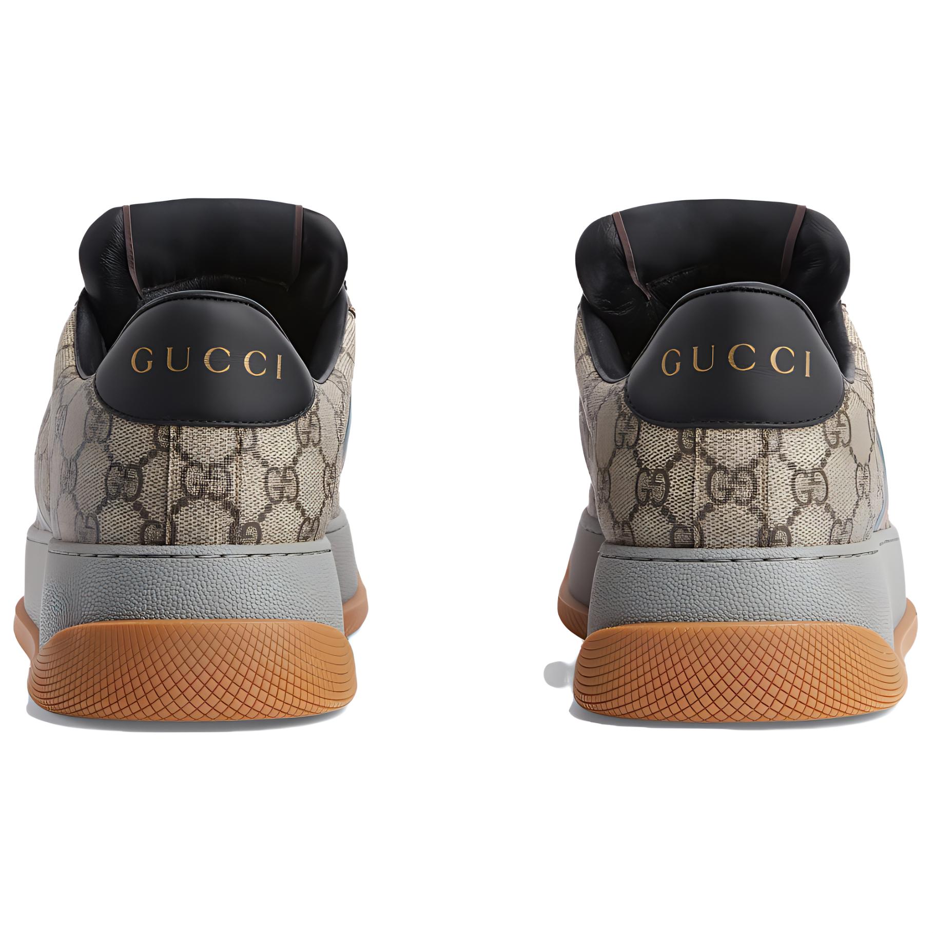 Shop Gucci复古运动鞋‘GG老花 - 米褐色’ 771460-FACTH-9749