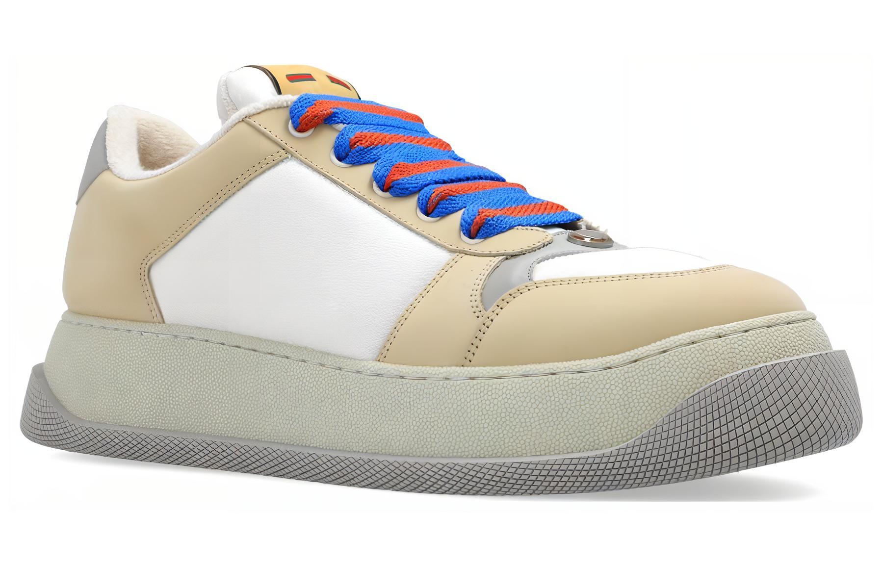 Lookbook GUCCI古馳 低筒繫帶圓頭萬用 亮眼休閒鞋 男款 米白色