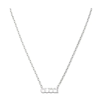 GUCCI Script Logo 925 Silver Necklace Unisex Couple Design - Silver 797199J84008106