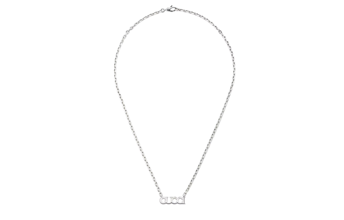 GUCCI Script Logo 925 Silver Necklace Unisex Couple Design - Silver 797199J84008106 圖 3