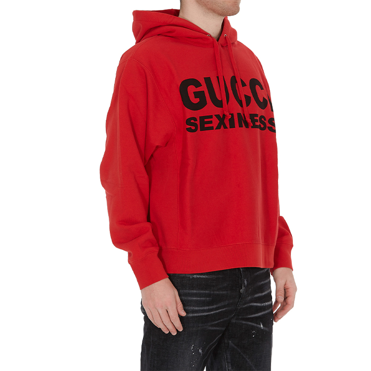 Shop Hoodie Gucci Logo Seksiness Merah Pullover Fesyen 569828-XJCK2-6249