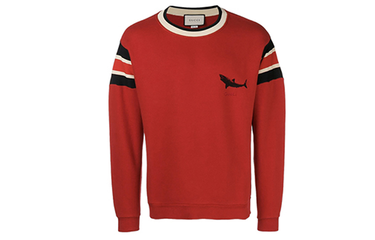 Gucci Shark Print Crewneck Pullover Sweater Red () 522842X9T456527