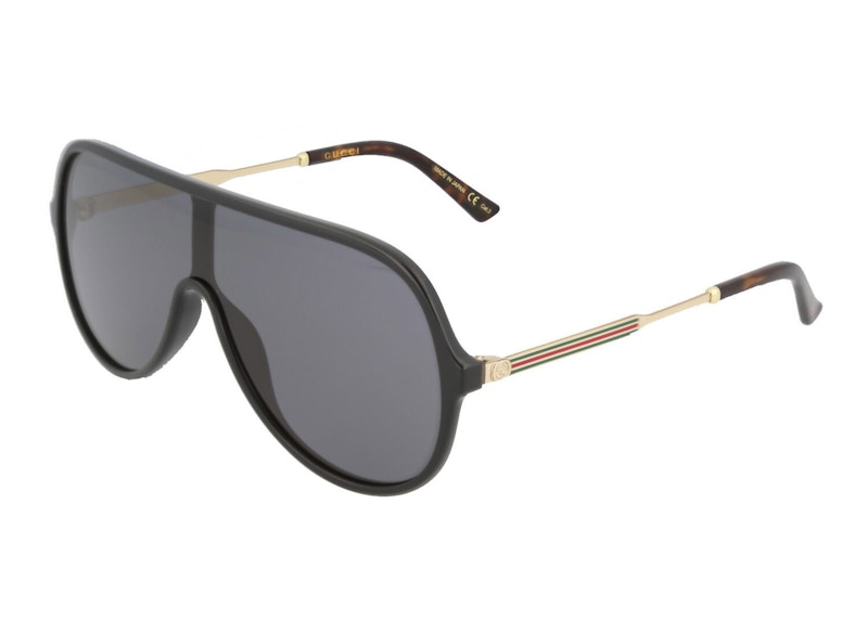 Gucci Shield Sunglasses Black/Gold/Grey (GG0199S-30001806-001)