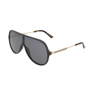 Gucci Shield Sunglasses Black/Gold/Grey (GG0199S-30001806-001)