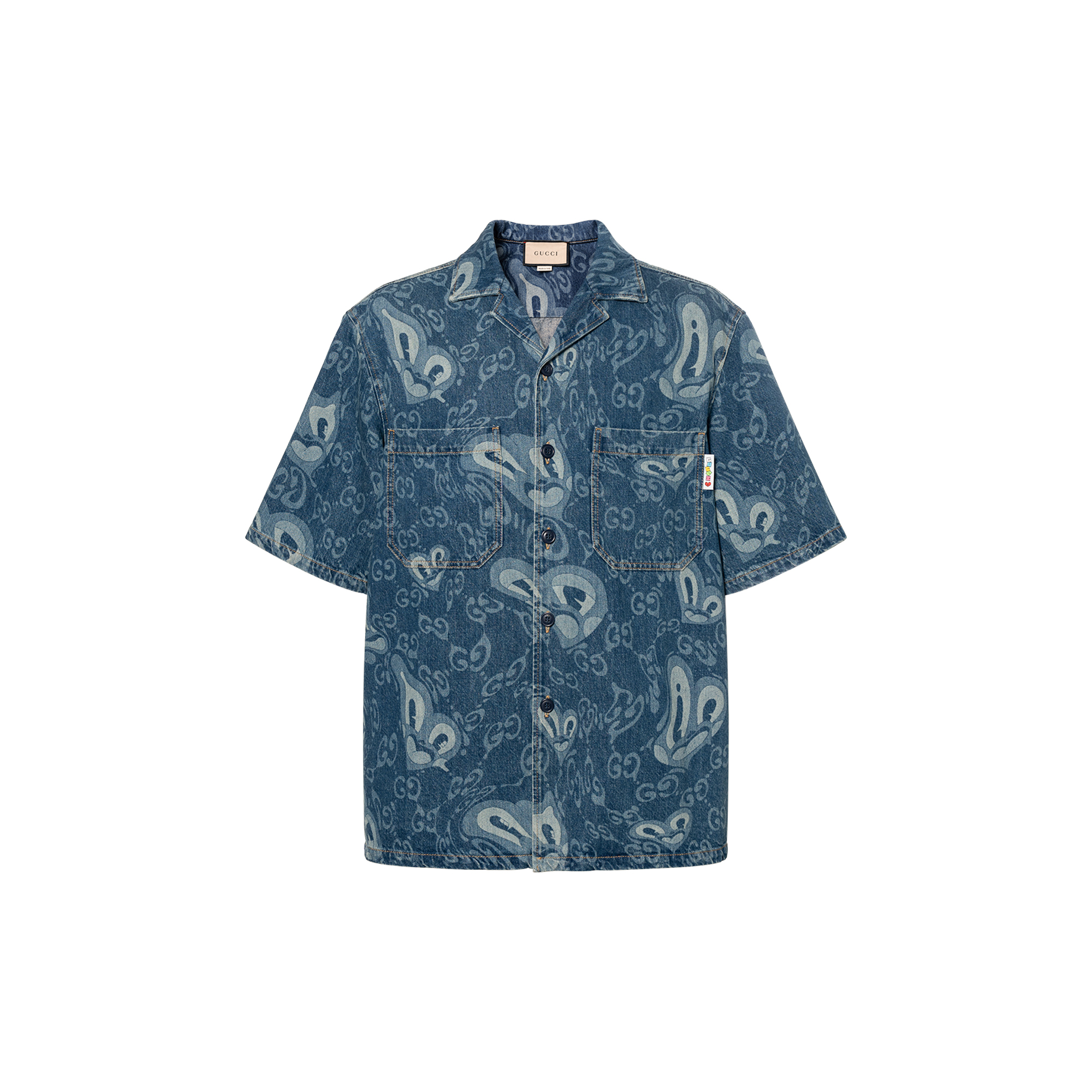 Gucci Short-Sleeve Printed Shirt Navy Blue 783811-XDCXR-4759