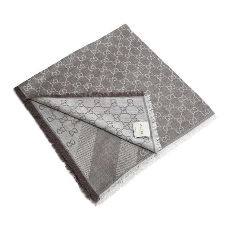 GUCCI Short Fringe Wool Scarf with Diagonal Stripes Unisex 281942-3G704-1578