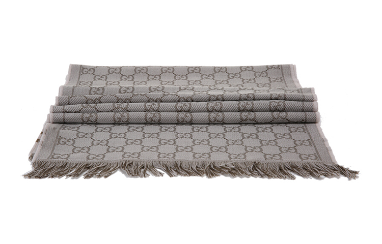 GUCCI Short Fringe Wool Scarf with Diagonal Stripes Unisex 281942-3G704-1578 圖 4