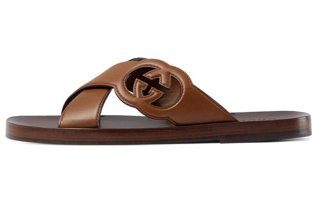 Buy グッチ サイド インターロッキングG スライドサンダル 'ブラウン' 738471-US000-2535 738471-US000-2535