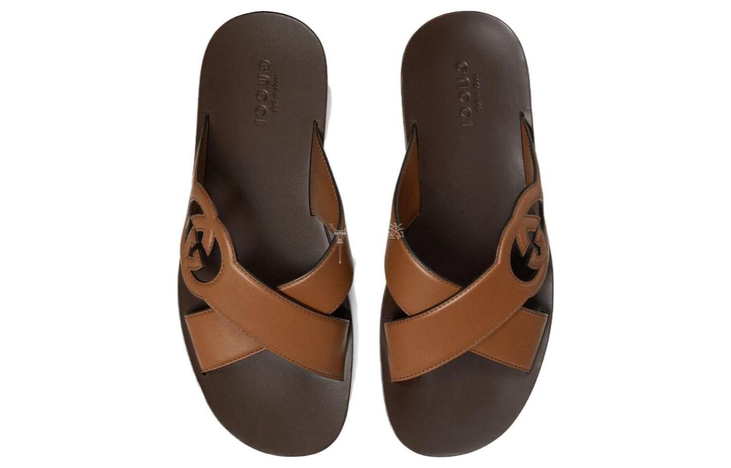 Purchase グッチ サイド インターロッキングG スライドサンダル 'ブラウン' 738471-US000-2535 738471-US000-2535