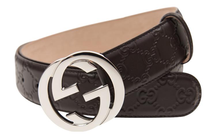 Shop GUCCI Signature Double G Brown Leather Belt 4cm with Gift Box 411924-CWC1N-2140