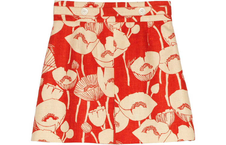 GUCCI Silk A-Line Skirt Red with Floral Print from Endless Overture Series. 661562-ZAGUI-6397
