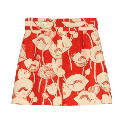GUCCI Silk A-Line Skirt Red with Floral Print from Endless Overture Series. 661562-ZAGUI-6397