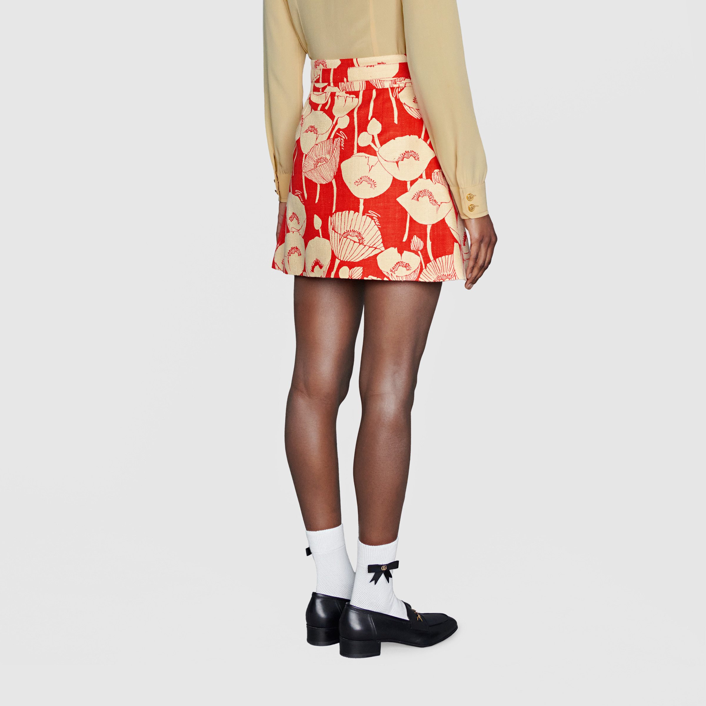 Purchase GUCCI 丝质红色A字裙 花卉印花 Endless Overture系列 661562-ZAGUI-6397