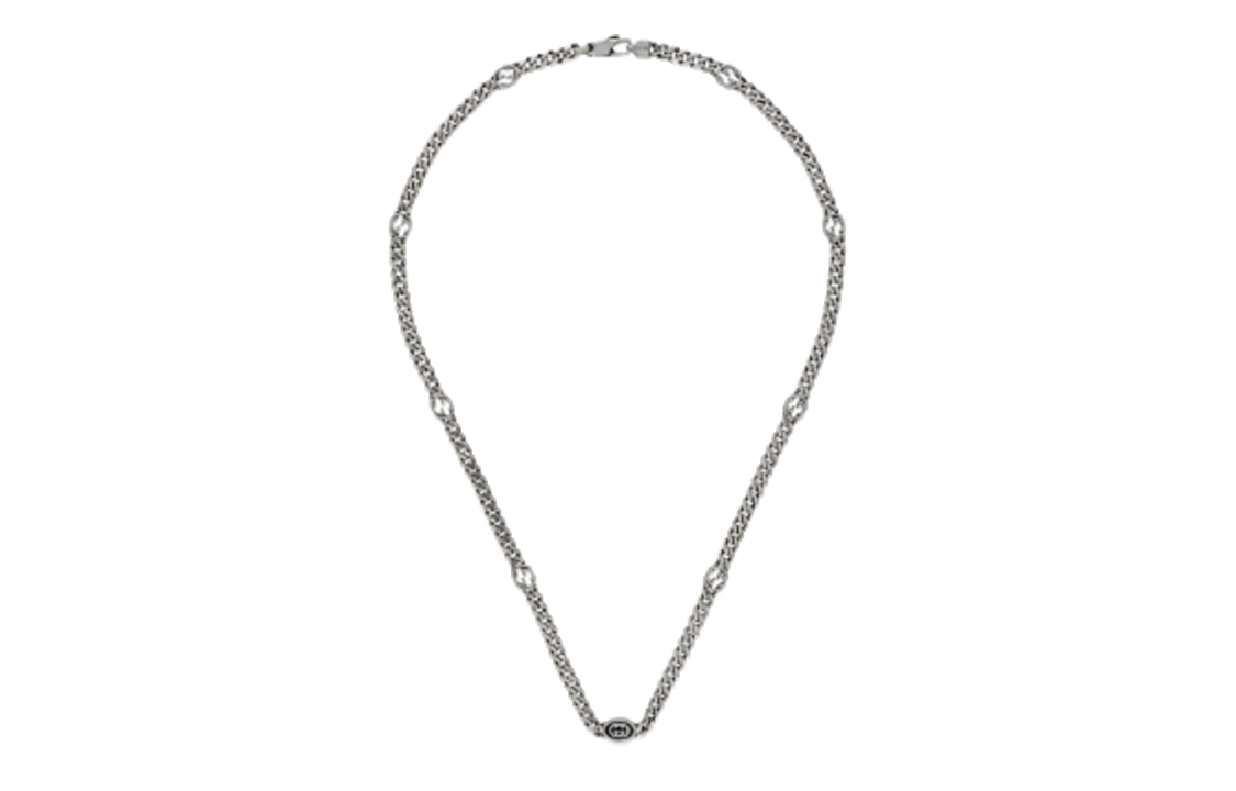 GUCCI Silver 925 Hollow Pendant Necklace Unisex Couple Design Silver. YBB678661001