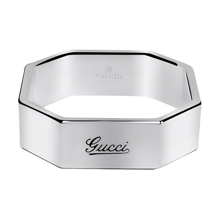 GUCCI Silver Engraved Logo Unisex Couple Ring - Silver. 355199-J8500-9000