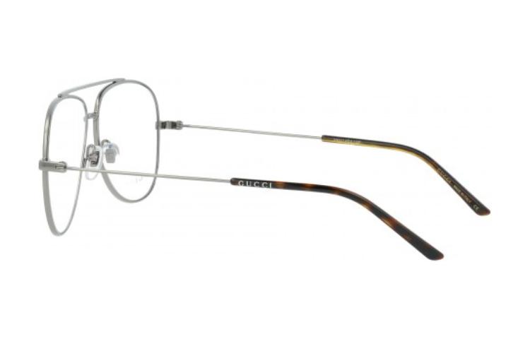 Shop GUCCI Cermin Mata Aviator Logam Perak Unisex Reka Bentuk Mewah GG0442O001