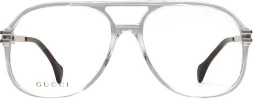 GUCCI Silver Metal Aviator Optical Frames with Cut-Out Lettering for Men. 692786J07401891 GUCCI Silver Metal Aviator Optical Frames with Cut-Out Lettering for Men. 692786J07401891