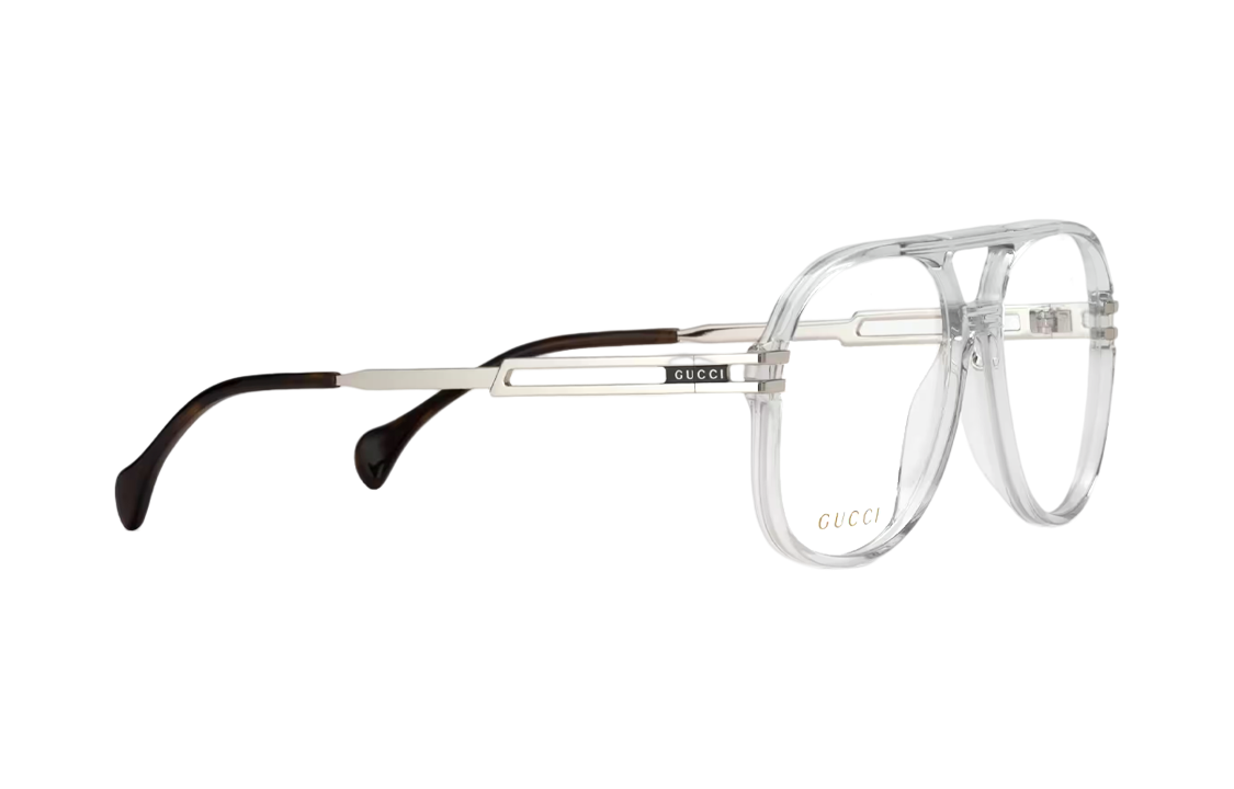 Lookbook GUCCI銀色金屬飛行員眼鏡框 切割字母設計 男士款 692786J07401891