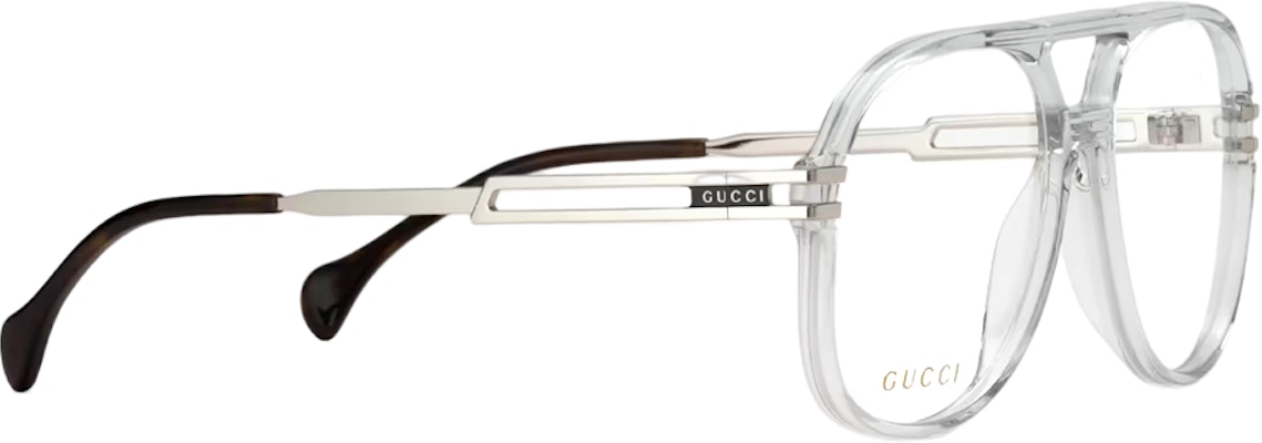 GUCCI Gafas Ópticas de Aviador de Metal Plateado con Letras Recortadas para Hombre. 692786J07401891 Lookbook GUCCI Gafas Ópticas de Aviador de Metal Plateado con Letras Recortadas para Hombre. 692786J07401891
