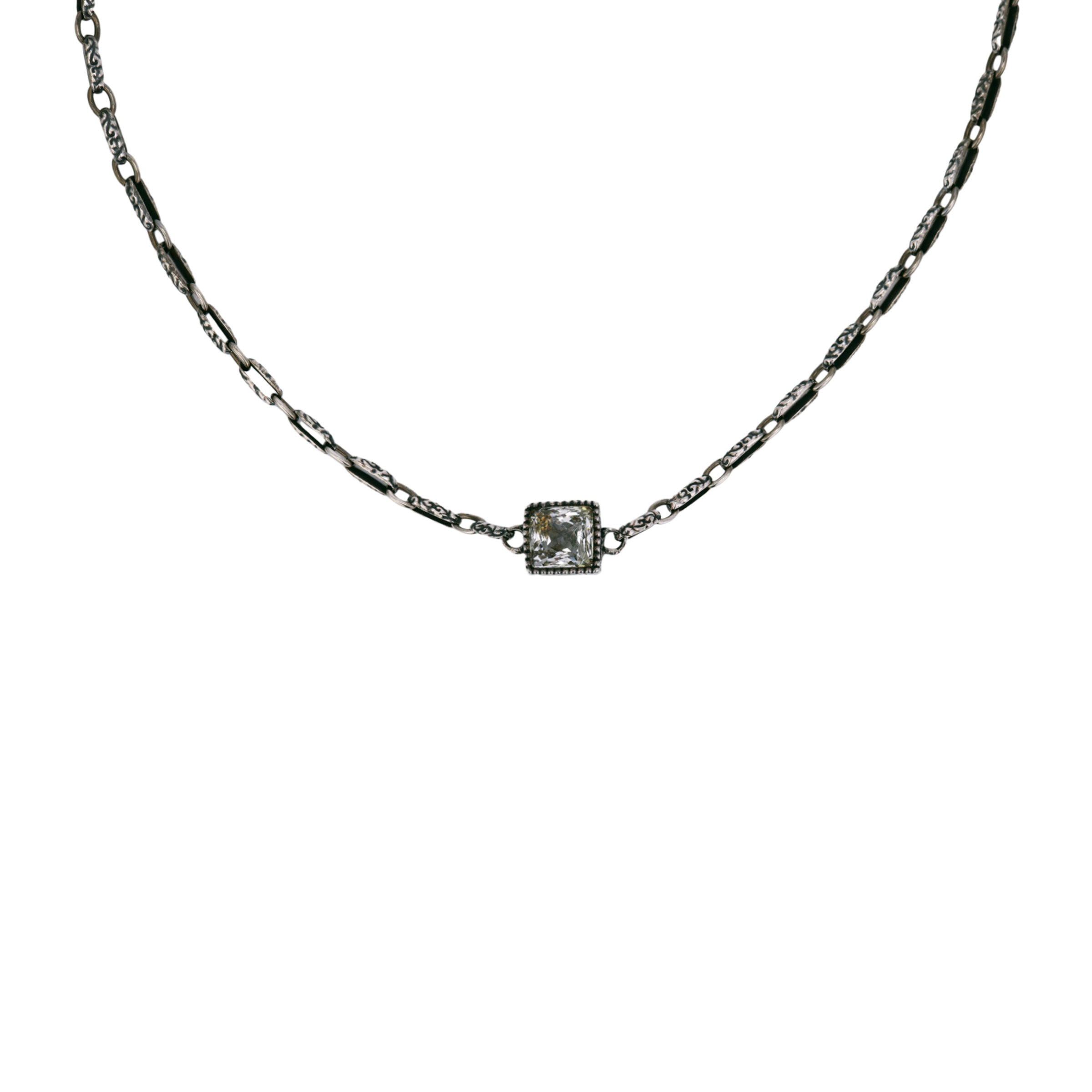 GUCCI Silver Necklace Unisex with Solid Design & Synthetic Crystal. 550926J74528113