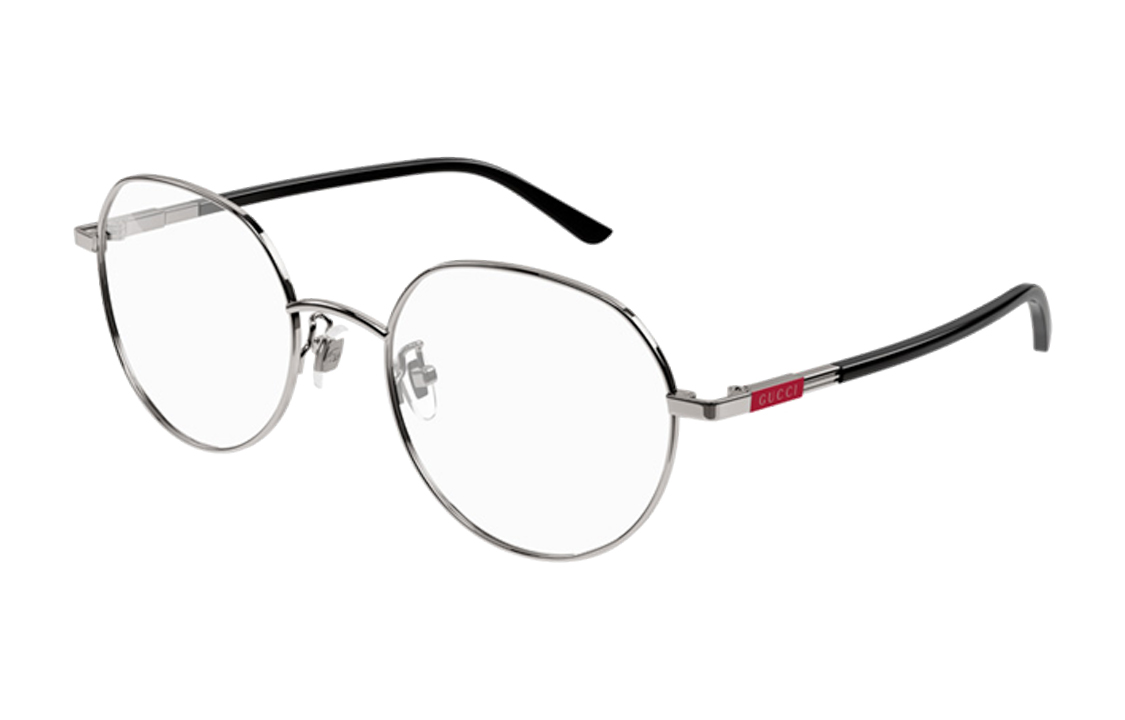 GUCCI Silver Oval Optical Glasses with Lightweight Transparent Lenses for Men. GG1349O-001