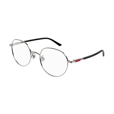 GUCCI Silver Oval Optical Glasses with Lightweight Transparent Lenses for Men. GG1349O-001